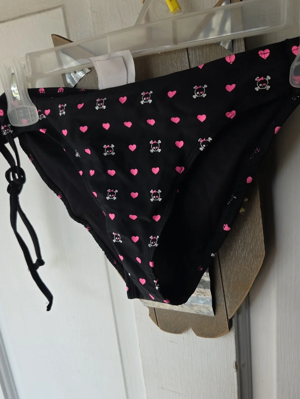 Girls' Black Bikini Bottoms with Pink Hearts Goth Y2k Calhaun Sportware